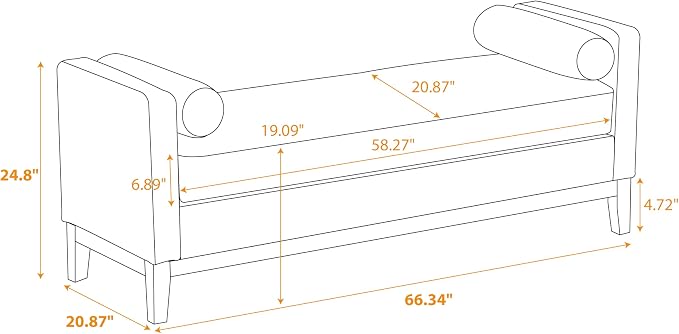 RuiSiSi Elegant Upholstered End of Bed Bench, Daybed Ottoman - Image 2