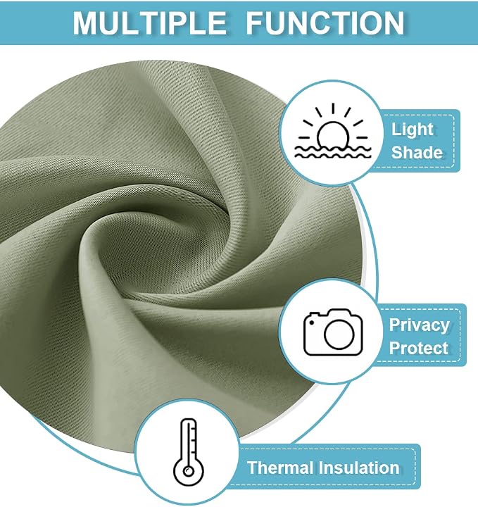 RYB HOME Half Curtain Tiers 36 inch Length, Rod Pocket | Short Blackout Curtains - Image 5