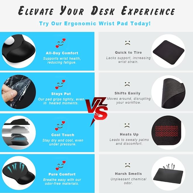 ErgoComfort Gel Wrist Rest Mouse Pad-Ergonomic Office Mousepad with Wrist Support-Non-Slip, Design Desk Accessories Mat for Home&Game Decor (06Purple Ombre)