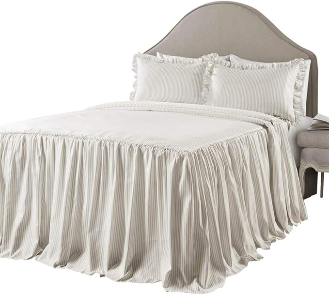 Lush Decor Ticking Stripe Bedspread Full Size 3 Piece Set Wheat by LushDecor