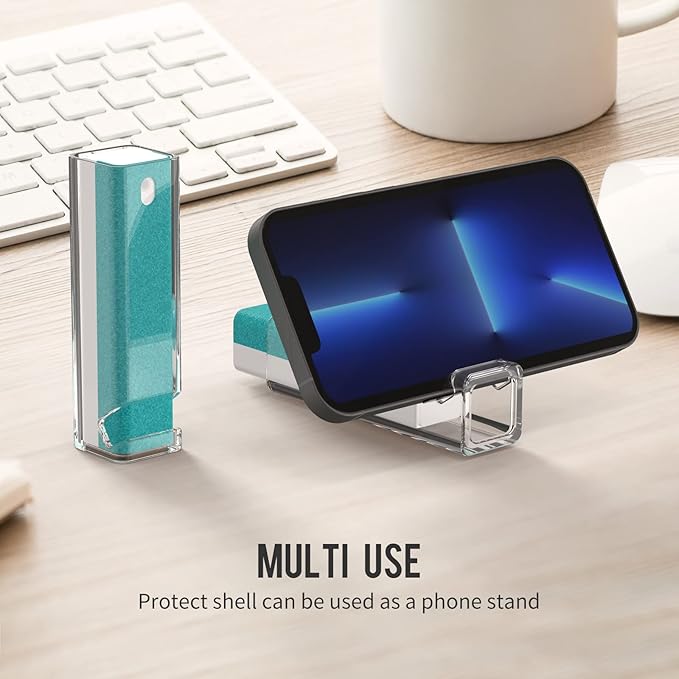 CLICK CLEAN Screen Cleaner, Fingerprint Proof Screen Cleaner Spray, All-in-One Cleaner with Microfiber and Shell for All Phones, Laptop and Tablet Screens (Blue)