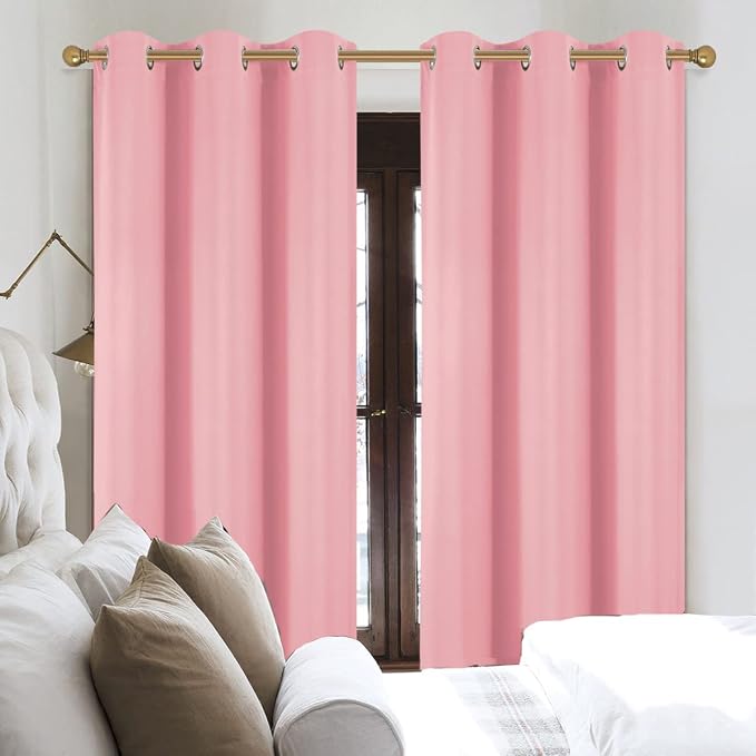 Diraysid Pink Grommet Blackout Curtains - Image 3