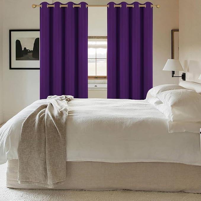 Diraysid Purple Grommet Blackout Curtains - Image 8