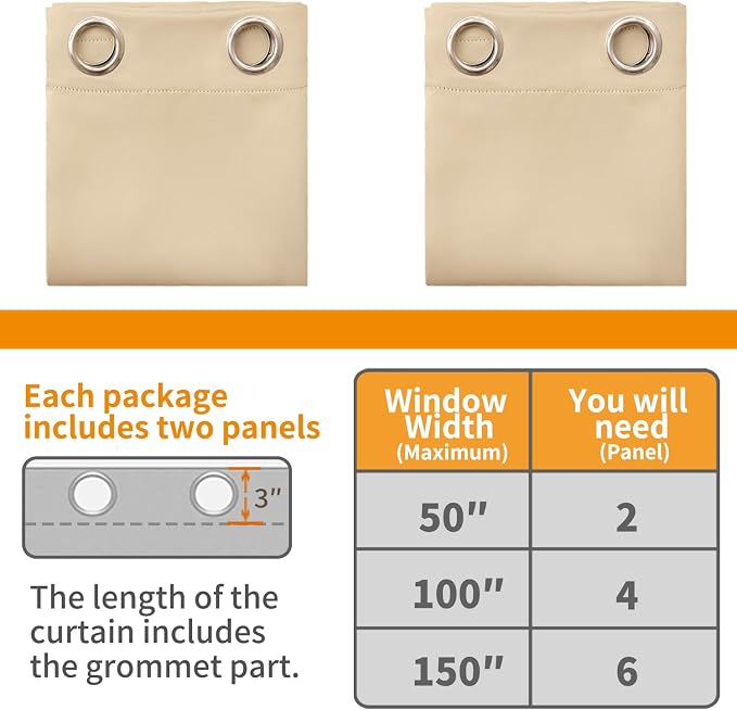 YoungsTex 100% Blackout Curtains 63 Inch Length 2 Panels, Room Darkening Drapes - Image 6