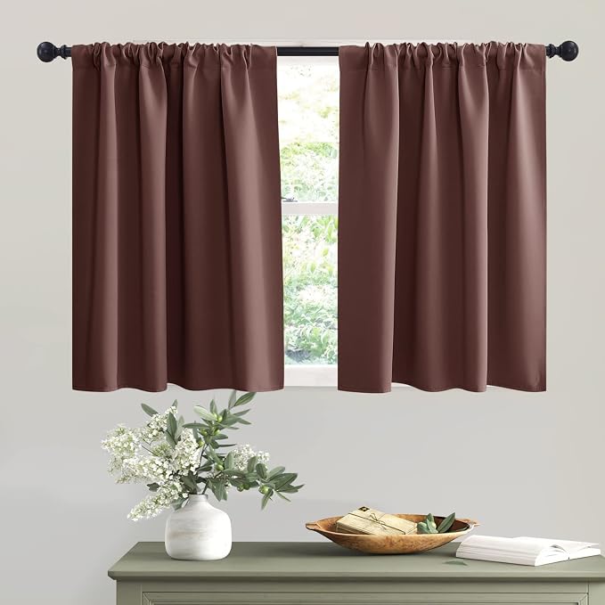 RYB HOME Basement Bathroom Kitchen Cafe Blackout Privacy Curtains 30 inches | by RYBHOME