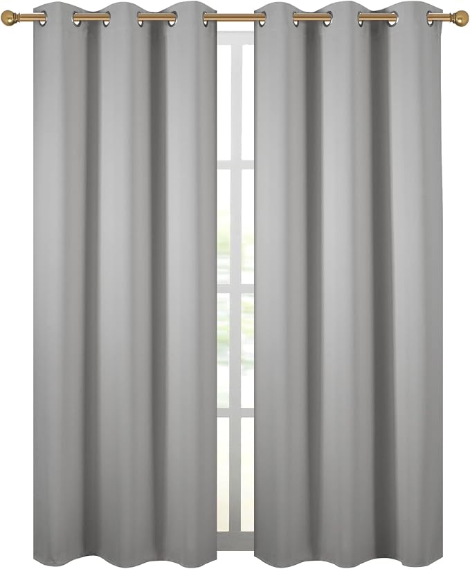 Diraysid Light Grey Grommet Blackout Curtains - Image 2