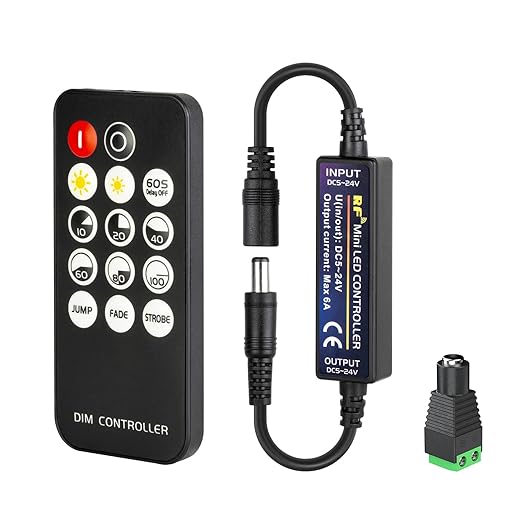 Mini RF Dimmer Controller 14 Keys 3014 5630 5730 3528 LED Strips DC5V/DC12V/DC24V Dimmer Switch Brightness Mode Effect Mode Wireless LED Dimmer Controller(Single Color)