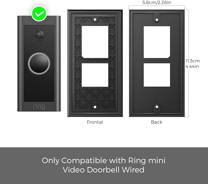 No-Drill Adhesive Mount Ring Video Doorbell Wired 5AT3T5 Apartment Rental Strong Tape Damage-Free Install Outdoor Brick Wall Metal Door Holder Bracket