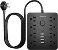 Surge Protector Power Strip, 8 Outlets, 6 USB Charging Ports, 6FT Flat Plug by BawmwimDirect