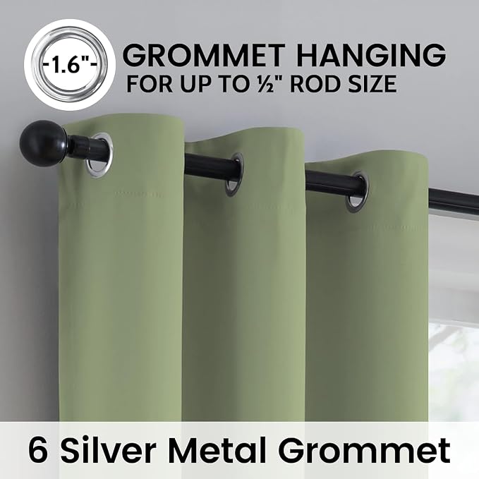 SimpleHome Sage 100% Blackout Curtains Room Darkening Living Room 72 Inch | - Image 6