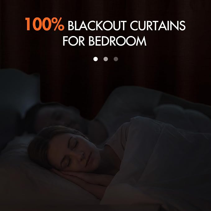 MIULEE 100% Blackout Fall Linen Curtains & Drapes W52 x L84 Inch Terracotta | 2 - Image 2