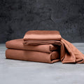 LUXOME Luxury Sheet Set | 100% Rayon (Viscose) from Bamboo | Twin Size - Terracotta | Deep Pockets | 3-Piece Set (Fitted, Flat, Pillowcase)