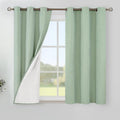 YoungsTex Light Green Linen Blackout Curtains 45 Inch Length, Short Thermal by YoungsTex