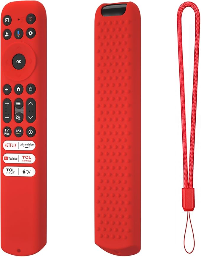 Hi Color Silicone Cover for TCL RC813 FMB1/RC923/RC902V Remote Protective Case Sleeve for TCL Smart TV Remote RC813 FMB1 Case Cover(red)