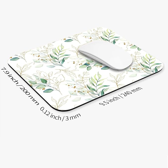 Armanza Square Mouse Pad Pretty Leaves, Personalized Premium-Textured Custom Mouse Mat Design, Washable Mousepad Cloth, Non-Slip Rubber Base Computer Mouse Pads for Wireless Mouse