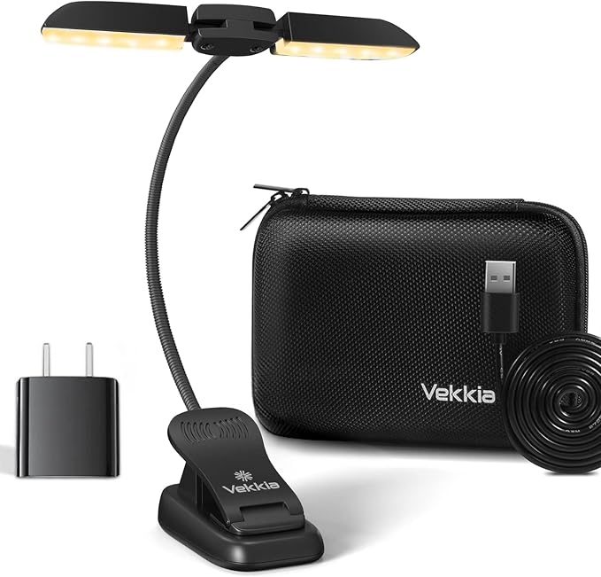 Vekkia 14 LED Book Light with Charger & Travel Case | Cover Both Page, by Vekkia