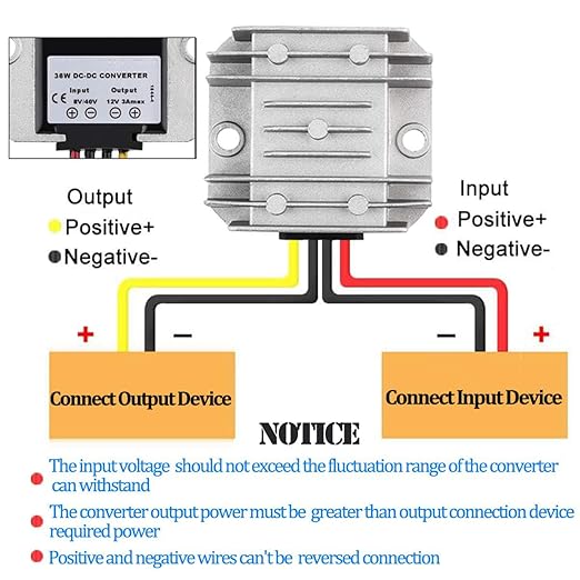 Gebildet Voltage Regulator Reducer DC 8V ~ 40V to 12V 3A 36W Converter- DC 36V 24V 18V to 12V Step Down Up Converter Regulator Waterproof Module Transformer