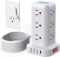 Extension Cord with Multiple Outlets, SMALLRT Flat Plug Power Strip Tower by SMALLRT