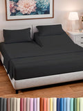 Split Head King Sheet Set – 4 Piece Flex Split Top King Sheets for Adjustable Beds - Fits 14” to 16" Mattress w/ Deep Pockets - Ultra-Soft, Breathable & Cooling - Luxury Bedding & Wrinkle Free - Black
