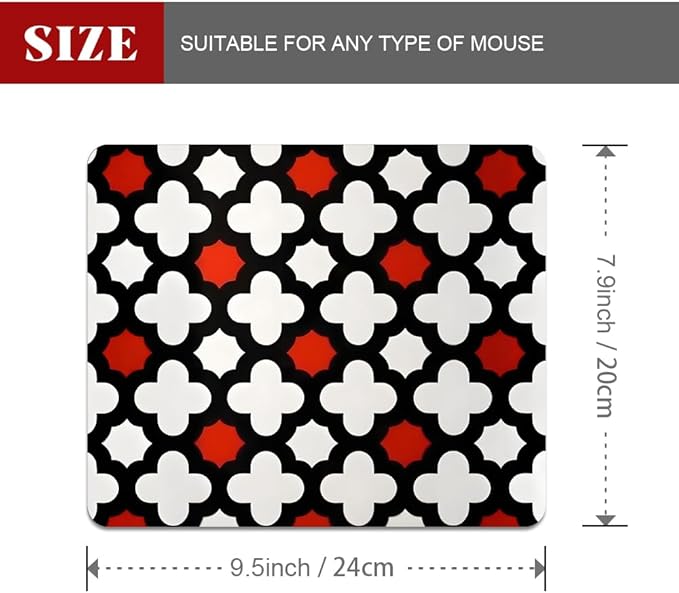 Red Lattice Tile High Contrast Square Mouse pad, Texture, Waterproof, Anti Slip Rubber Base, Computer Mouse pad, Laptop Mouse pad