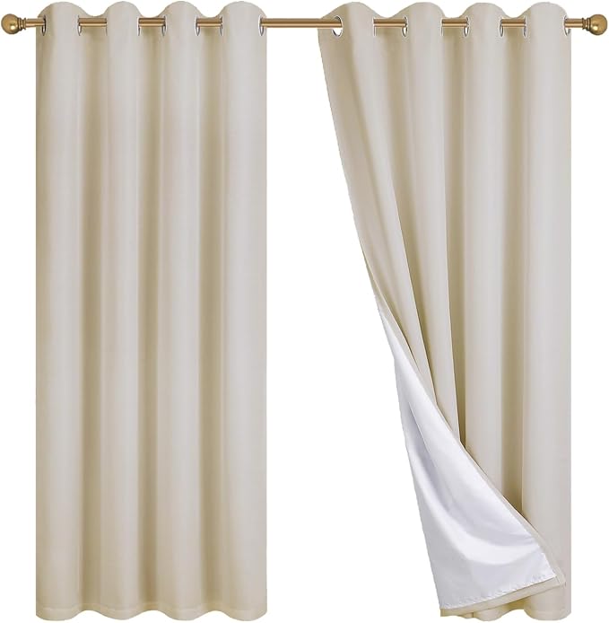 Diraysid 100% Blackout Curtains Light Beige Linen Curtains - Image 9