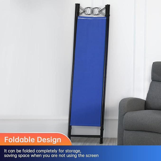 4 Panel Room Divider 6FT Steel Frame Screen Folding Privacy Divider - Image 6