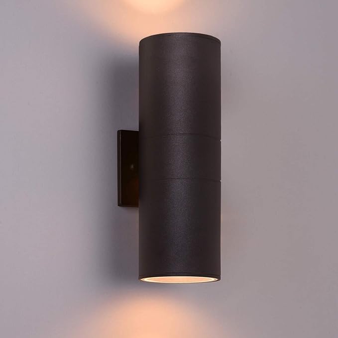 wowlite Outdoor Wall Light, Exterior Lighting, Matte Black Waterproof Wall Mount Cylinder Design, Up Down Light Fixture for Porch, Backyard and Patio, 1 Pack