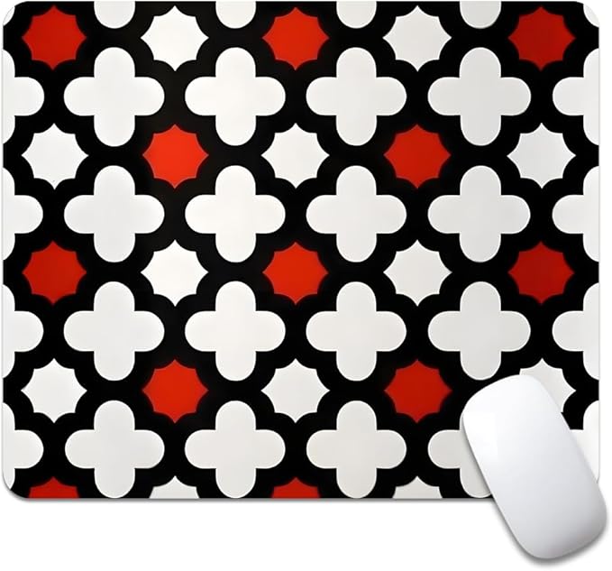 Red Lattice Tile High Contrast Square Mouse pad, Texture, Waterproof, Anti Slip Rubber Base, Computer Mouse pad, Laptop Mouse pad