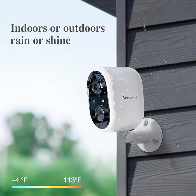 Sense-U Battery Baby Monitor Smart Security Camera, Indoor/Outdoor Use, AI Breathing Detection, 1080p Video Monitor, Weatherproof Wireless Camera, 2-Way Audio, No Monthly Fee
