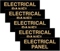 All Quality Basic Electrical Panel Sign - Fire Regulation Safety Compliance Sign - Black/Gold - Large (5 Pack)