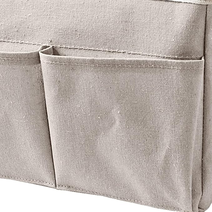 White Canvas Organizer Basket Wall Mount Storage Pouch Nightstand Hanging Bag - Image 6