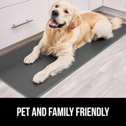 GORILLA GRIP 2 Pack Comfortable Cushioned Kitchen Mats for Floor, 17x24 + 17x48, Waterproof, Stain Resistant, 1/2 Inch Thick Soft Ergonomic Standing Desk Anti Fatigue Mat, Foam Supports Feet, Charcoal