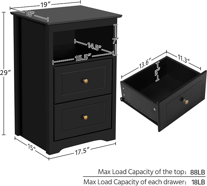 Yaheetech Tall Nightstands Set of 2 - Image 3