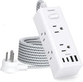 One Beat Power Strip Surge Protector, 3Ft Short Extension Cord Flat Plug | 6 by OneBeat