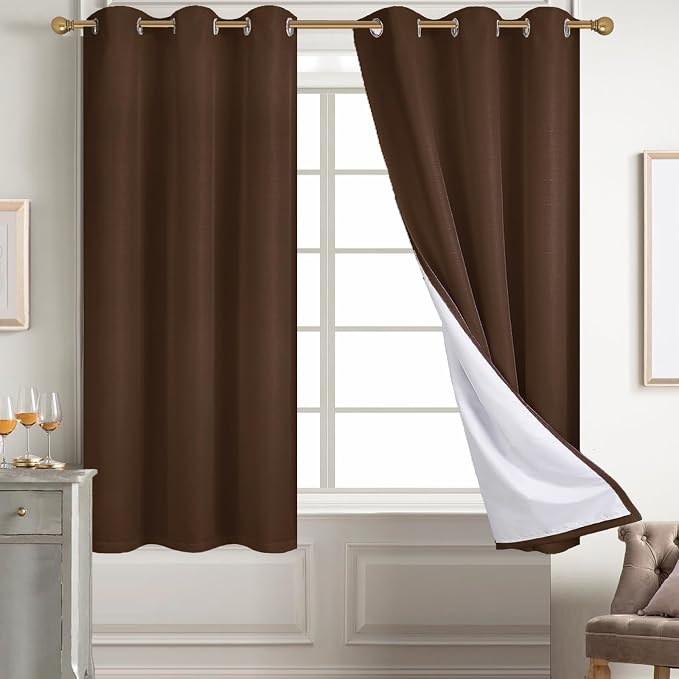 Diraysid 100% Blackout Curtains Chocolate Brown Linen Curtains by Diraysid%2C+refresh+your+life