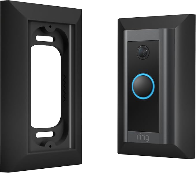 Hidden River Lab Genuine Wall Plate for Ring Video Doorbell Wired(Model 5AT3T5) - Premium Ring doorbell Mount - Black