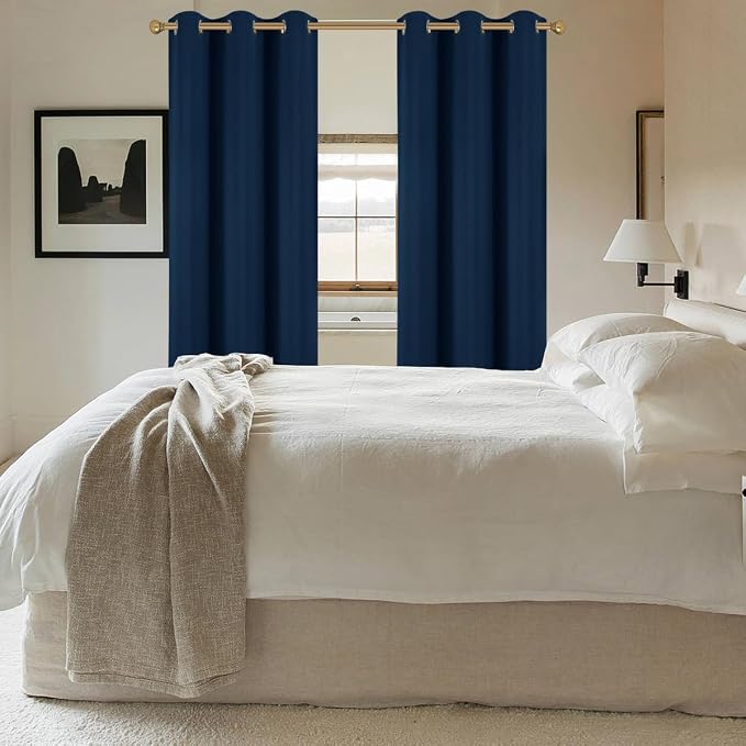 Diraysid Navy Blue Grommet Blackout Curtains - Image 5