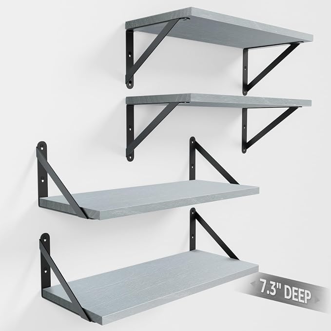 Wall Shelves 7.3" Deep Solid Paulownia Wood | 15mm Thick, Wider & Longer & - Image 8