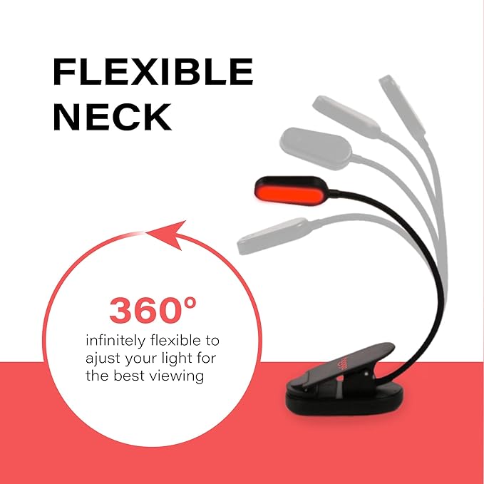 hooga Red Book Light, Rechargeable Clip On 625nm LED Light - Image 7