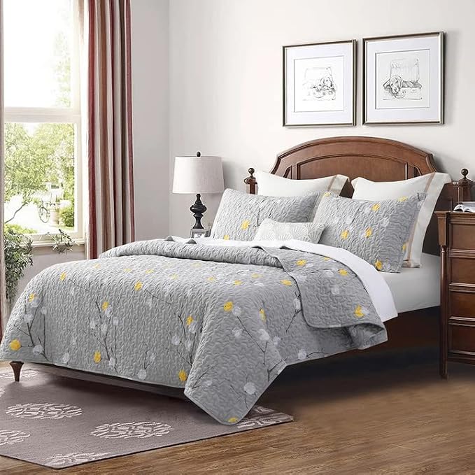DURLENGEN Quilt Set Queen Size 3Pcs, Soft Microfiber Lightweight Bedspread - Image 2