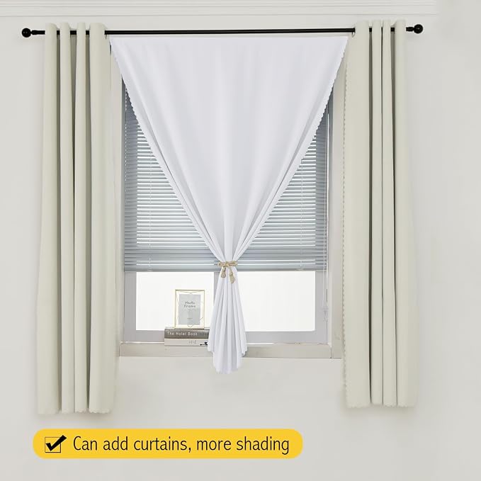 Thermal Blackout Curtains with Self Adhesive Tape No Rod No Drill Easy Install - Image 8