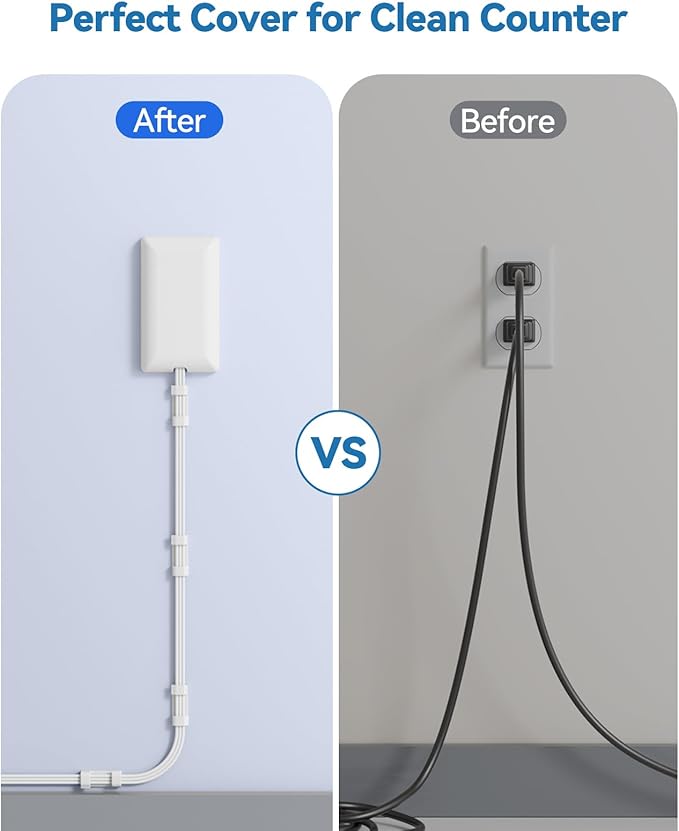 20FT Extension Cord with Outlet Cover & Multi USB, Ultra Thin Outlet Concealer with Cord & 12AC Outlet 6 USB (24W/4.8A), Charging Station for Multiple Devices, for Behind Wall Furniture Couch TV