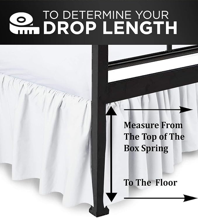 Ruffled Bed Skirt with Split Corners, White, King 12 Inch Drop Bedskirt, Hotel Quality Brushed Microfiber Wrinkle Free Dust Ruffle Bed Skirt King Size