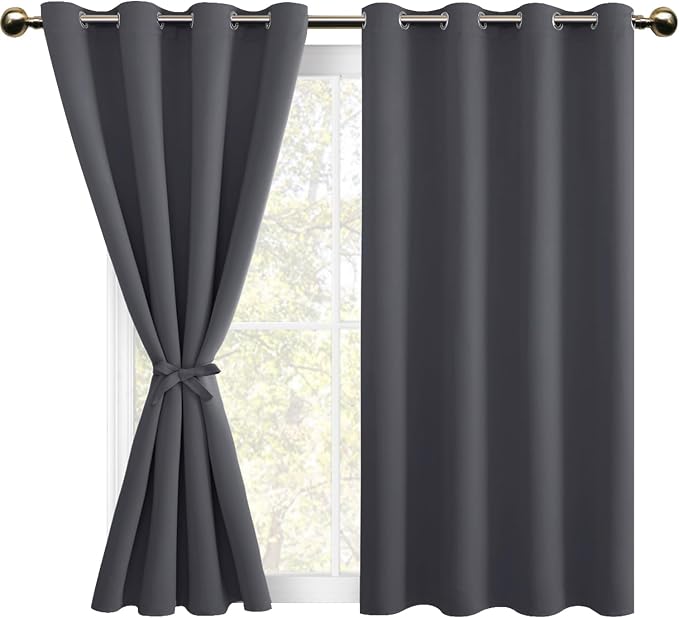DWCN Dark Grey Blackout Short Curtains - Image 7