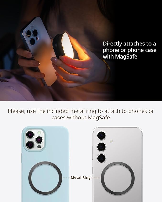 SmallRig Magnetic Selfie Light for iPhone, Phone Light with a Mirror, Instant Attachment for MagSafe, for Selfies, Video Conference, Vibe P48 White