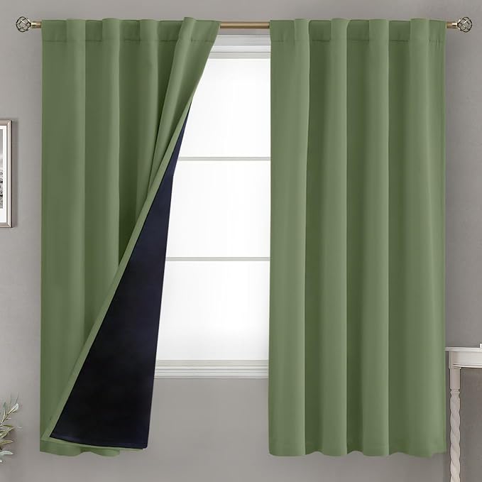 BGment Grass Green 100% Blackout Curtains 63 Inch Length by BGment