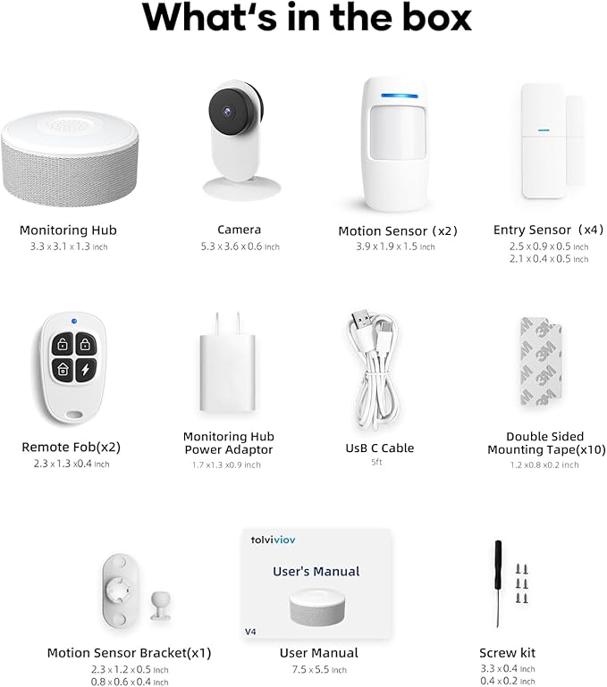 tolviviov Alarm System for Home Security, DIY Door Alarm Security Systems, App Alerts, 15Piece Kit, No Monthly fee, WiFi Door Window Motion Sensor, for Home Security and Kids Safety (10 Pack)