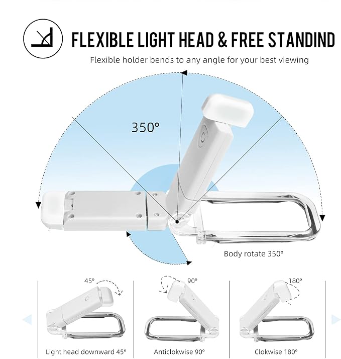 EGWASER Book Light for Reading in Bed, USB Rechargeable Clip on Book Lights - Image 4