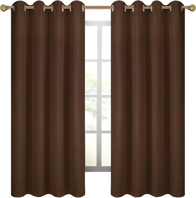 Diraysid 100% Blackout Curtains Chocolate Brown Linen Curtains - Image 4