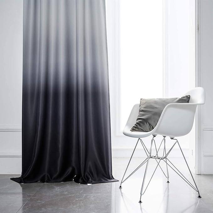SimpleHome Ombre Gradient Black White to Gray Curtains - Image 3